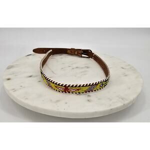 Vintage Kids' Southwestern Native Beaded Leather Belt